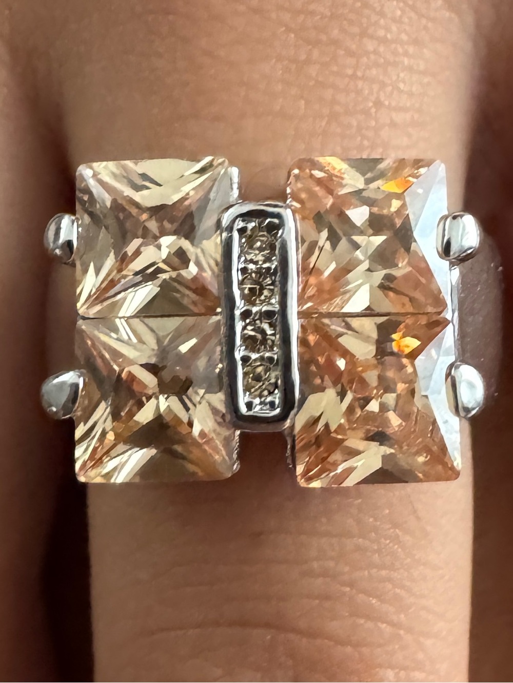 Vintage Camille Lucie Square-Cut Topaz Ring - Women Jewelry